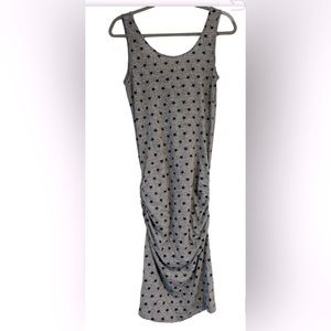 Monrow Gray and Black Polka Stars Tank Shirred‎ Midi Dress Size XS NWOT